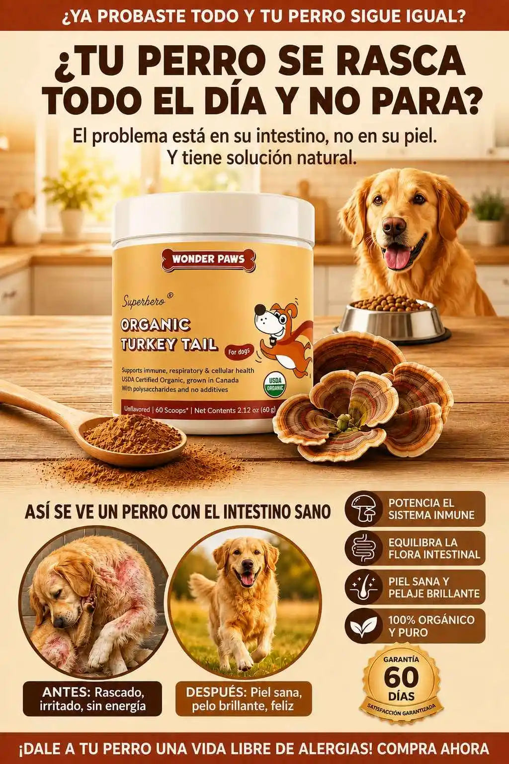Wonder Paws Turkey Tail | Suplemento Natural para Perros